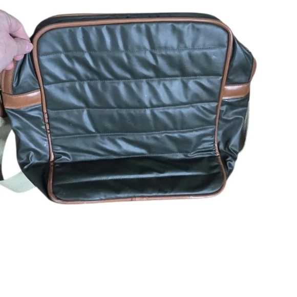 VTG Diane Von Furstenberg Green Tan Military Field Messenger Bag - Picture 2 of 12